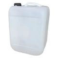 Weißer plastikkanister 20 liter mit schwarzem verschluss und weißem griff aus hdpe material din61 standard