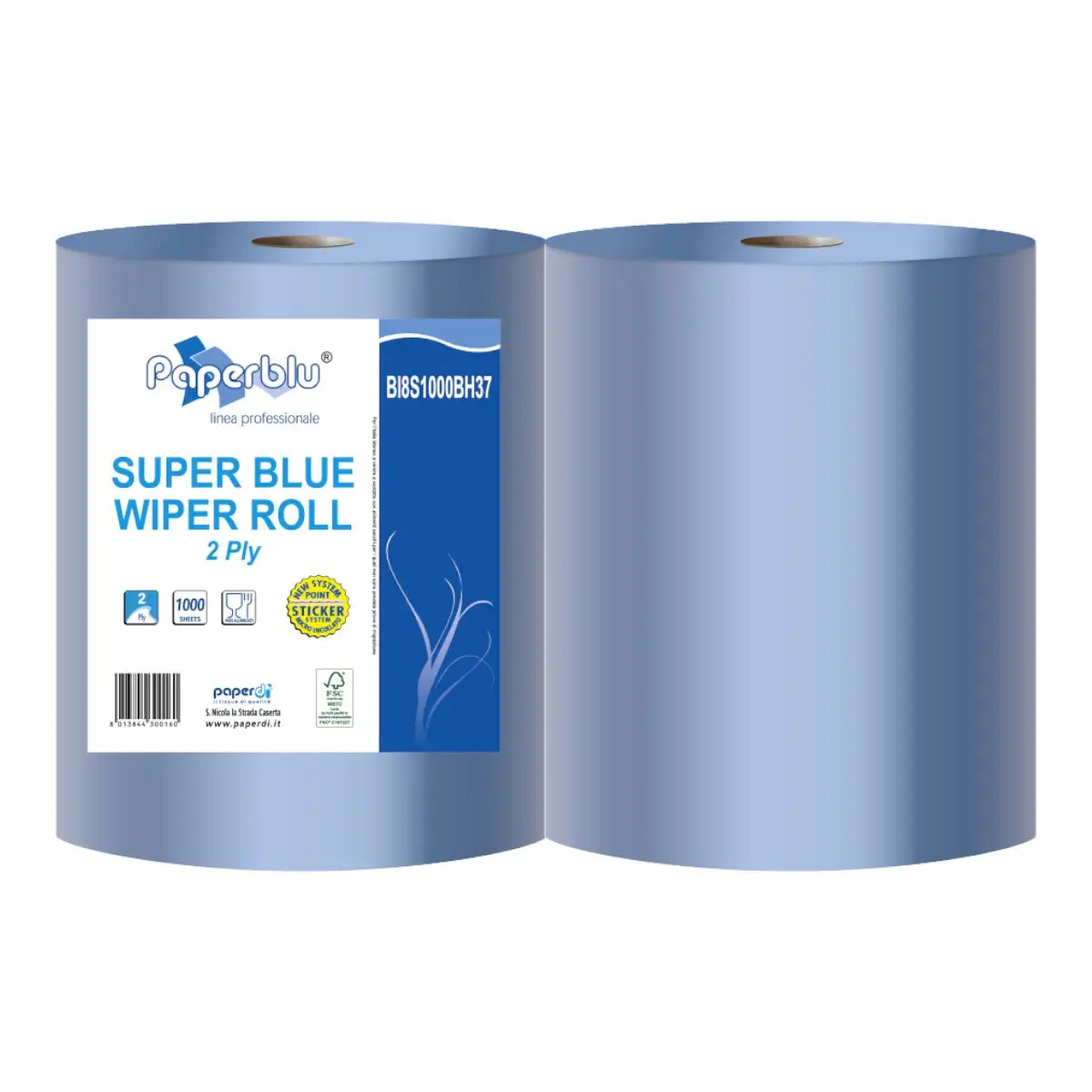 PAPERDI Putztuchrolle 2-lagig Blau 1000 Blatt