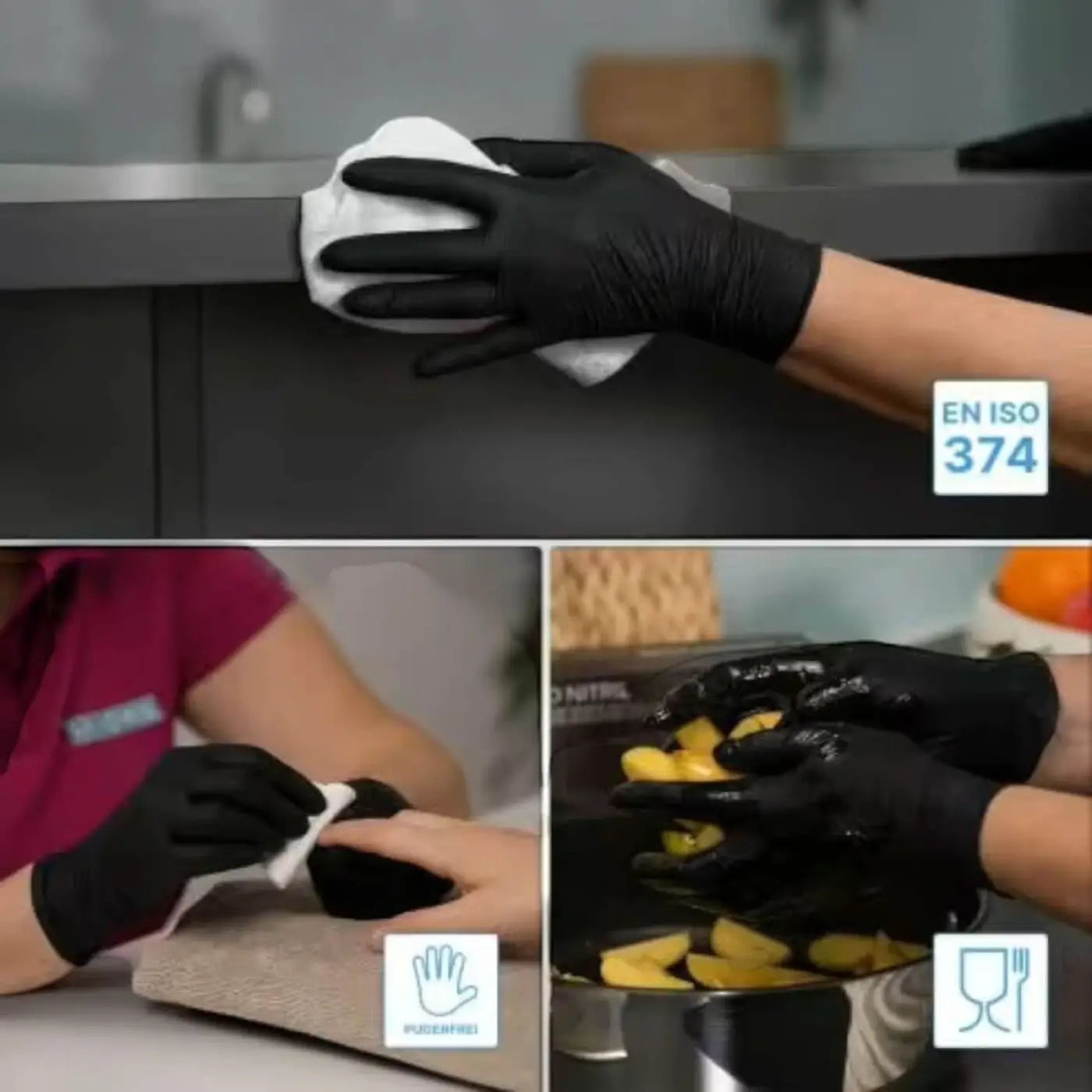 Arnomed schwarze puderfreie latexhandschuhe aus hochwertigem material in einer 100 stück packung