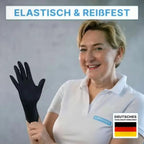 Schwarzer elastischer und reißfester latexhandschuh ARNOMED puderfrei aus natürlichem kautschuklatex