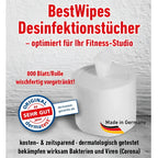 Weiße rolle bestwipes desinfektionstücher für fitnessstudios im kennenlernen angebot des produkts best wipes