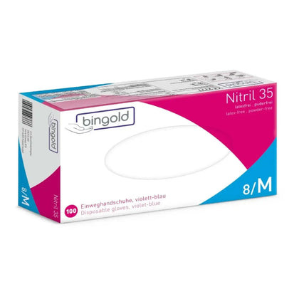 BINGOLD Nitrilo 35 Guantes desechables violeta azul sin polvo 100 unidades