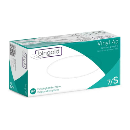 BINGOLD Vinilo 45 Guantes desechables transparentes sin polvo 100 unidades