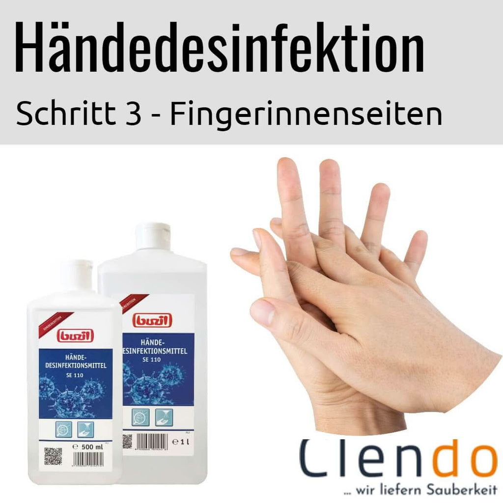 Weiß plastikflasche mit 500 ml busil händedesinfektion se110 mit blauem etikett und rotem logo
