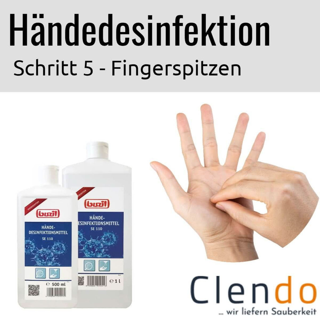 Zwei transparente kunststoffflaschen busil händedesinfektionsmittel se 110 mit blau-weißen etiketten