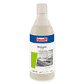 Eine 600 ml flasche buzil metapol g505 metallpolitur mit klarem flüssigem in durchsichtigem kunststoffbehälter