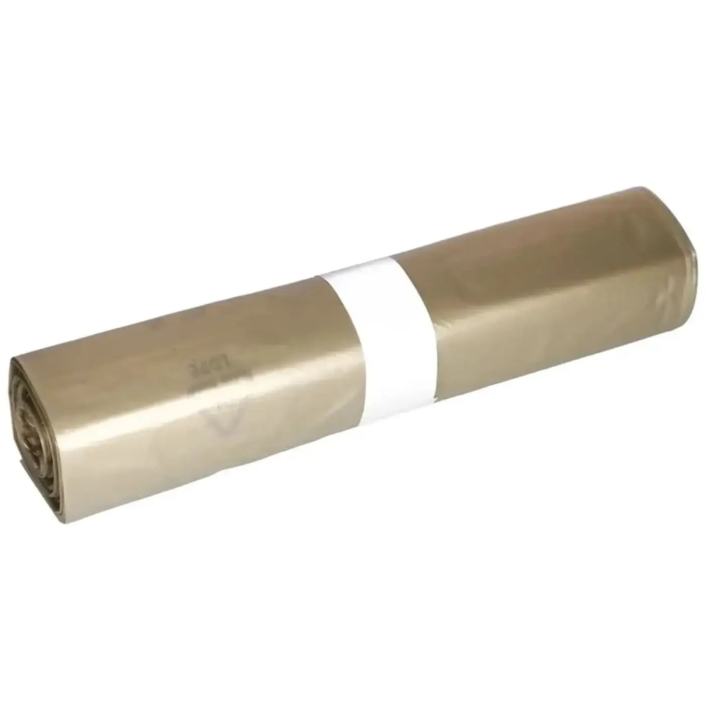 Ein roll translucent goldene plastikmüllsäcke aus ldpe 120 liter transparent mit weißem band von deiss