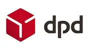 dpd Logo mit rotem Würfelsymbol und schwarzem Schriftzug auf weißem Hintergrund