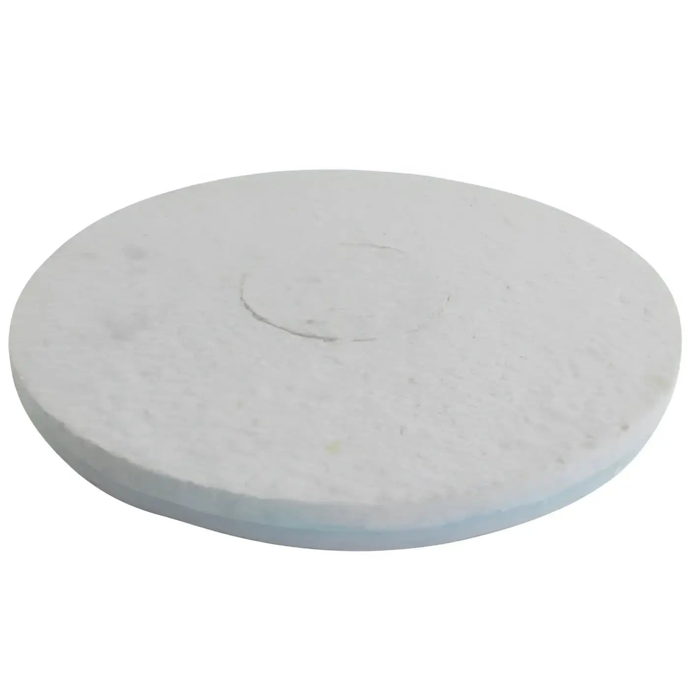 Weißes rundes easy clean hd+ melamin-maschinenpad mit strukturierter faseroberfläche und konzentrischer mittleren eindellung