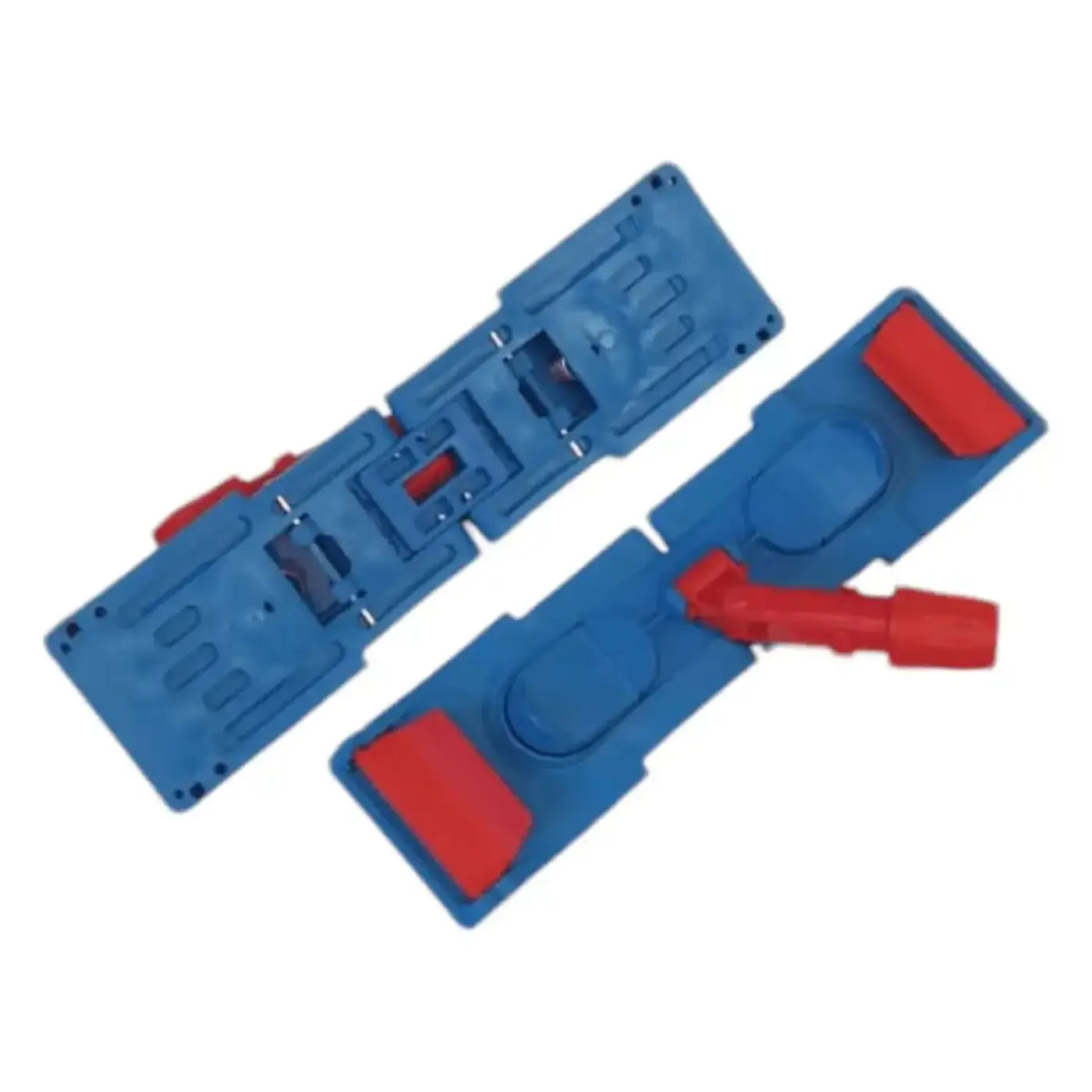 Floorstar klapphalter für das laschensystem 40 cm mit modularen blauen und roten kunststoff mopkopfaufsätzen