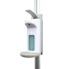 Weißer wandmontierter hygoclean desinfektionssäule aus aluminium mit armhebelspender und transparentem fenster