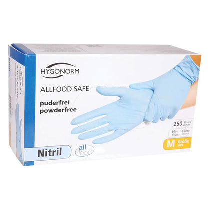 Hygonorm "Allfood Safe" Guantes de nitrilo azules 250 unidades