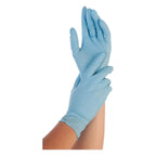 Hände mit Hygonorm "Safe Fit" Nitril-Handschuhe Blau 200 Stück von Franz Mensch als Hygieneartikel für Reinigung
