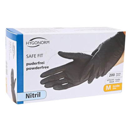 Guantes de nitrilo Hygonorm "Safe Fit" negros 200 unidades