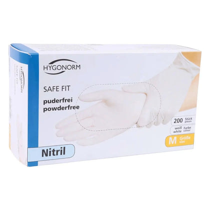 Guantes de nitrilo Hygonorm "Safe Fit" blancos 200 unidades