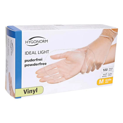 Guantes de vinilo Hygonorm "Ideal Light" sin polvo 100 unidades