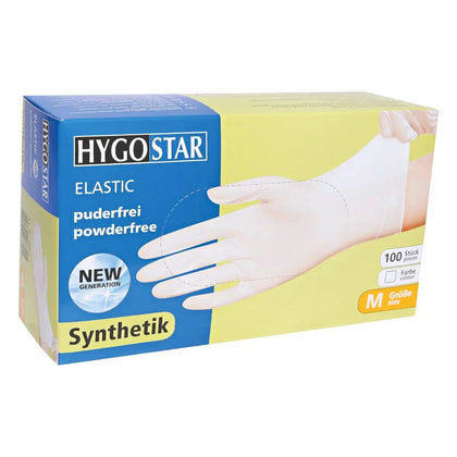 Hygostar Guantes sintéticos de vinilo sin polvo Elastic 100 piezas