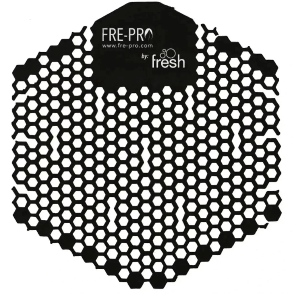 Frepro wave 3d urinalsieb mit duft in schwarz mit sechseckigem muster zur geruchskontrolle im urinal
