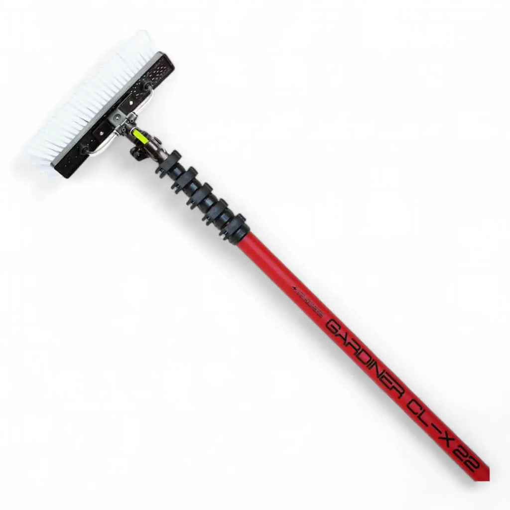 Red gardiner cl-x22 teleskop fensterreinigungsbürste mit weißen borsten und schwarzem griff in carbon hybrid teleskopstange