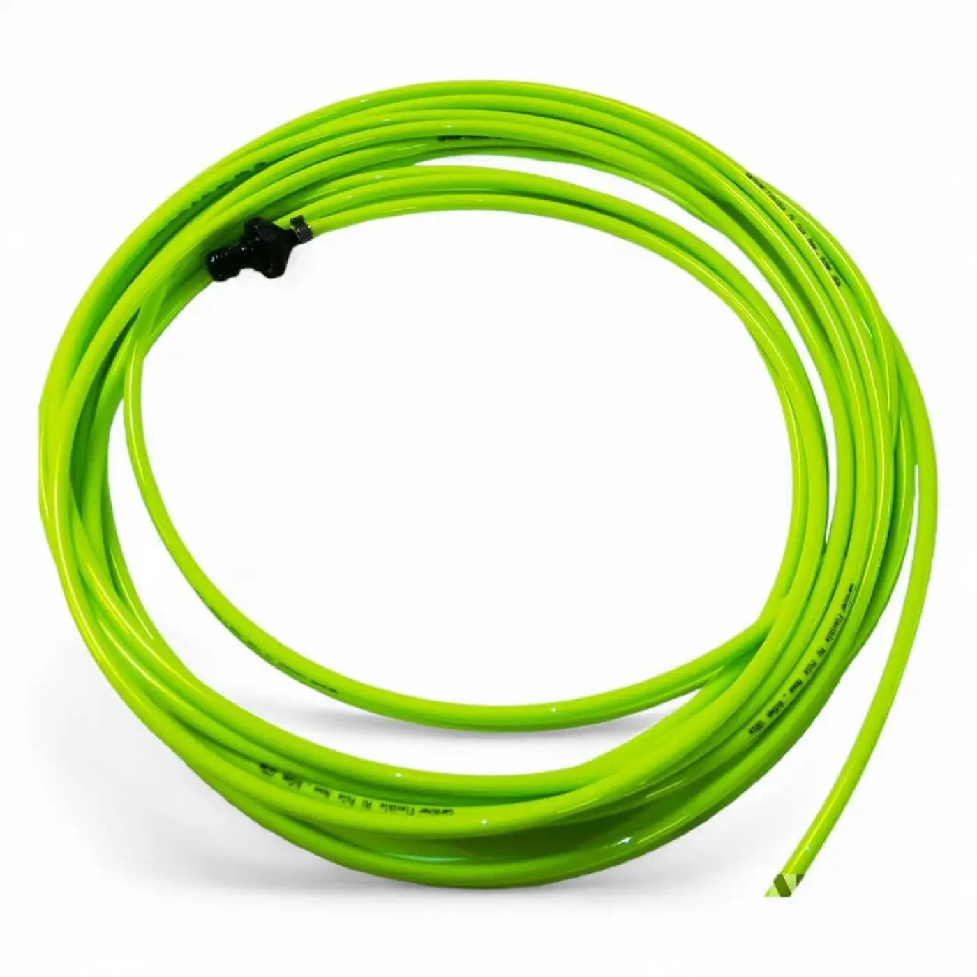 Hellgrüner spiralförmiger gartenschlauch mit schwarzem anschluss für gardiner slx 25 7,64 meter carbon teleskopstange