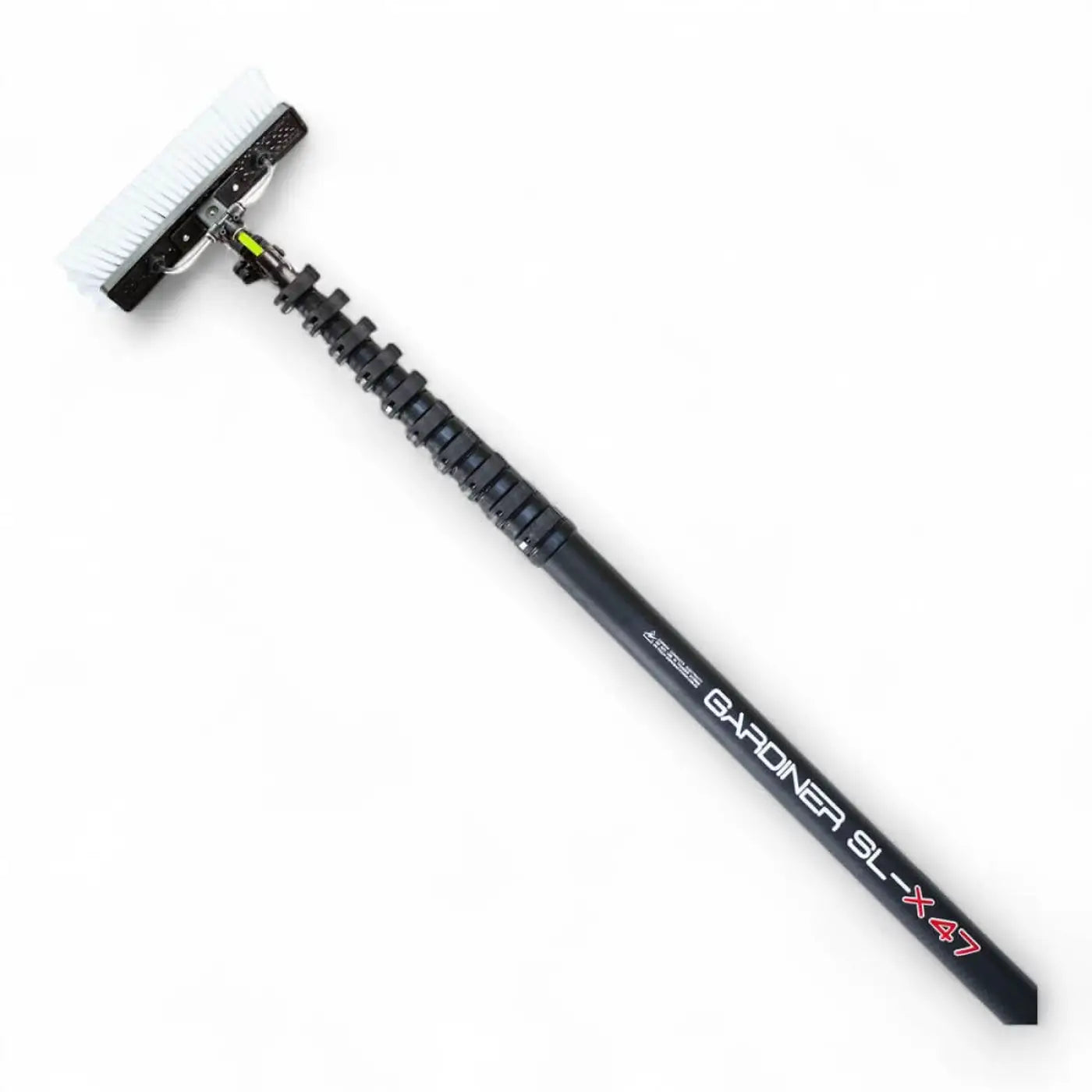 Gardiner sl-x47 schwarzer carbon teleskopstange mit weißen borsten für reinigung bis 14,24 meter