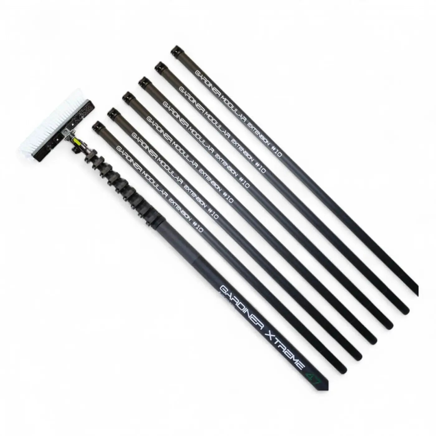 Black gardiner xtreme modular teleskopstange mit ausziehbaren sektionen und weißer borstenbürste