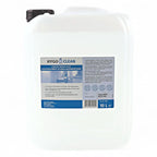 Weißer plastikkanister mit schwarzem griff und blauem etiket namens hygo clean curacid plus 10 liter alkoholfreie schnelldesinfektion