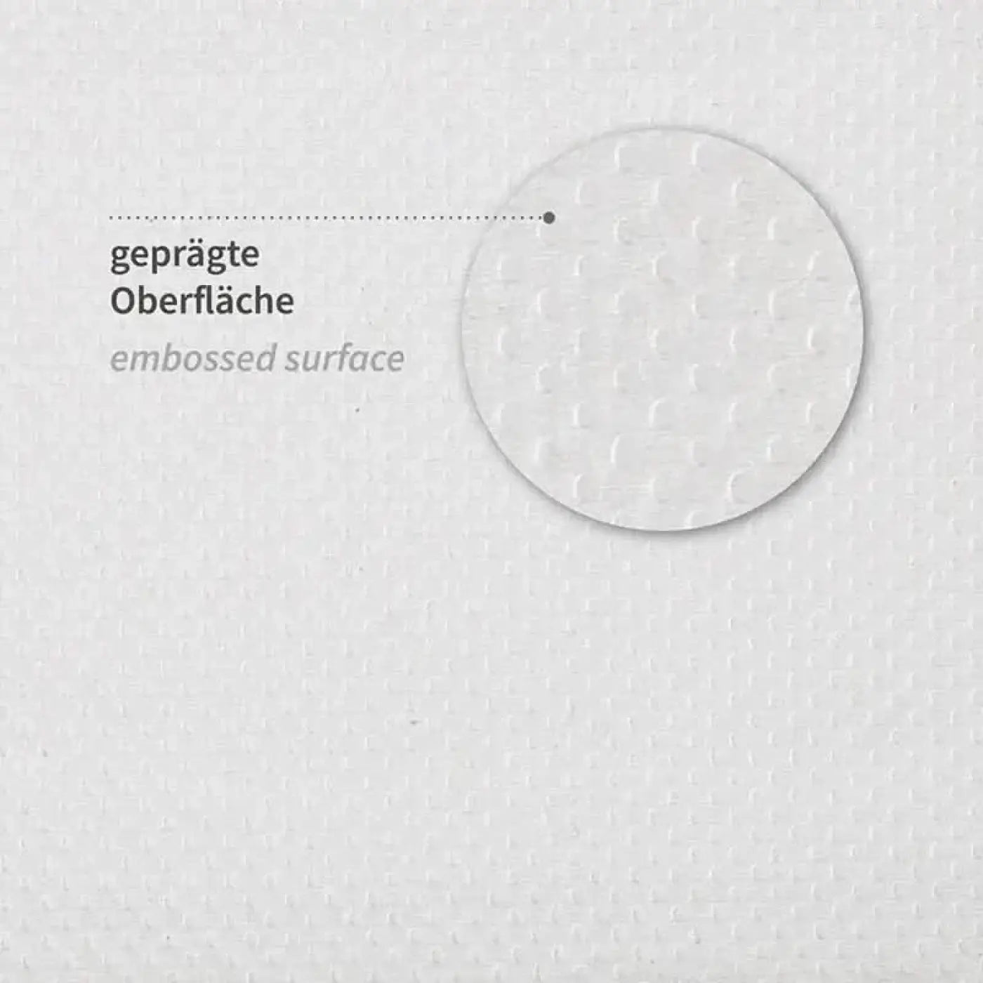 Weißes hygoclean papierhandtuch mit 2-lagiger recyclingqualität und geprägter oberfläche mit kleinen punkten