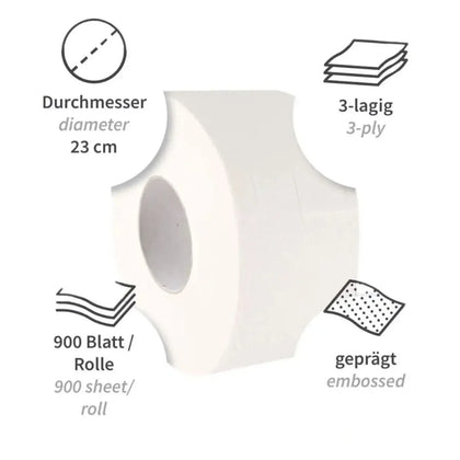 HygoClean Papel higiénico, Jumbo, 3 capas celulosa