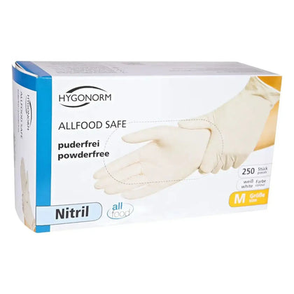 Hygonorm Guantes de nitrilo "Allfood Safe" Blanco 250 unidades