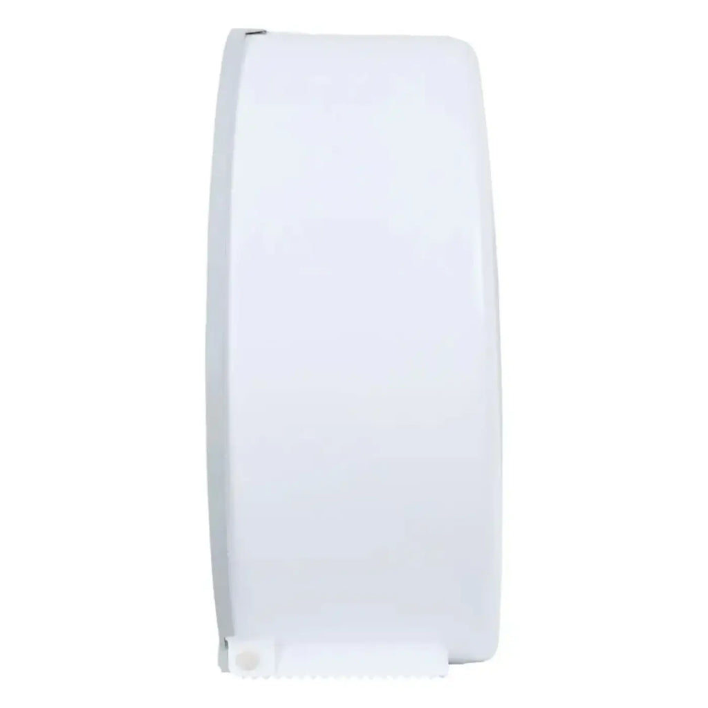 Weißer kunststoff jumbo toilettenpapierspender hygoStar mit schlankem rechteckigem design und abgerundeten kanten