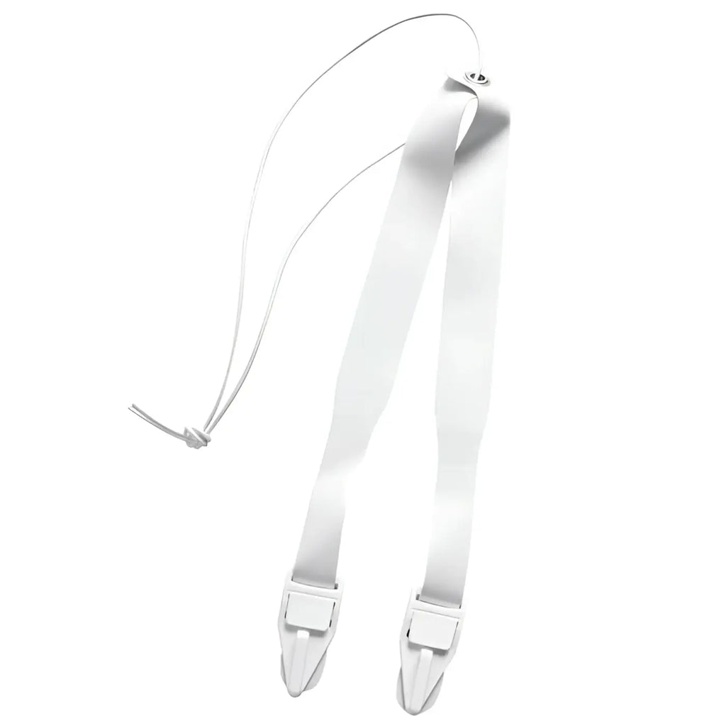 Weißes hygienisches nylon-tragegarnitur für schürzen y-form mit verstellbaren metallverschlüssen und dünner schnur
