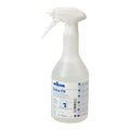 Weiße kunststoff-sprühflasche kiehl’s extra-fit farb- und klebereste-entferner 750 ml mit weißer triggerdüse