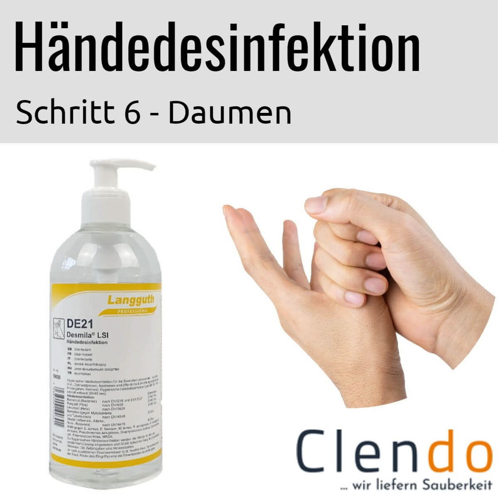 Klare plastikflasche langguth de21 desmila lsi handdesinfektion 500ml mit weißem pumpspender und gelbem etikett
