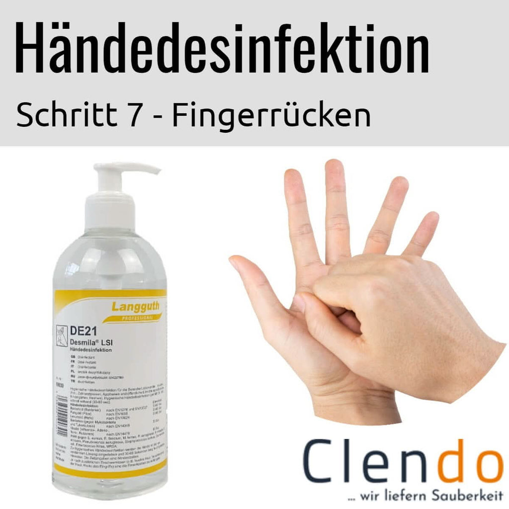 Klare plastikflasche langguth de21 handdesinfektionsmittel mit weißem pumpspender und gelbem etikett 500ml