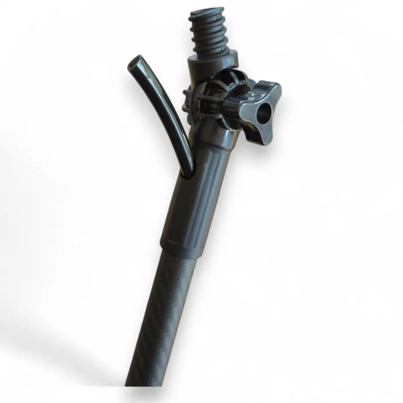 Schwarzer carbonfaserwinkel-adapter mit gewindespitze und einstellbarer klemme von milury