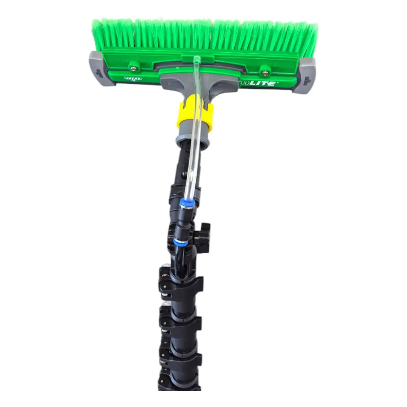 Milury winkel-adapter plus mit grünborstigem reinigungsbürste und ausziehbarem schwarz-grauem griff mit gelben akzenten