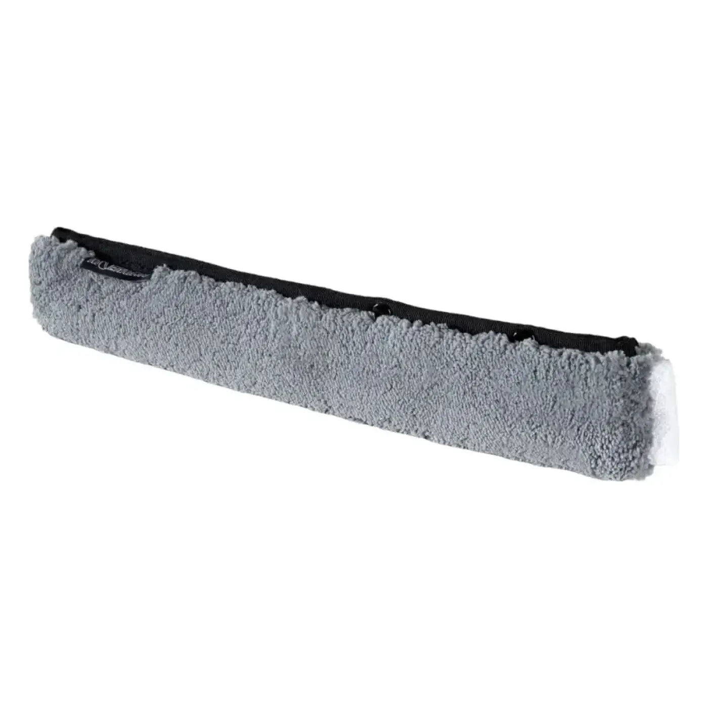 Grauer mikrofaserscheibenbezug mit schwarzem elastikband und weißem schaumpolster für moerman baobab fenstereinwascher recycelt