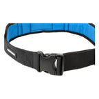 Moerman comfort belt gürtel mit schwarzem webgurt, blau gepolstertem innenfutter und schwarzer plastikschließe