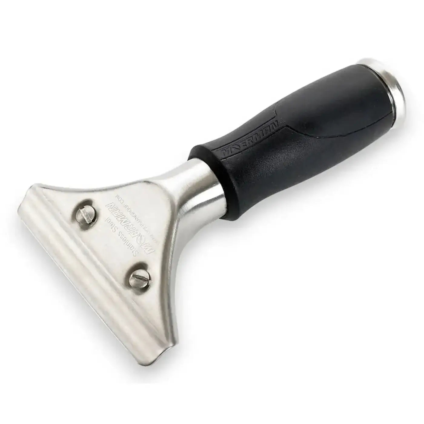 Moerman edelstahl fensterwischer griff mit schwarzem gummigriff und rostfreiem stahlklinge miralto logo
