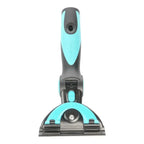 Teal und schwarze plastik-scheibenwischer mit ergonomischem griff und verstellbarem kopf moerman excelerator fensterwischer griff 2.0