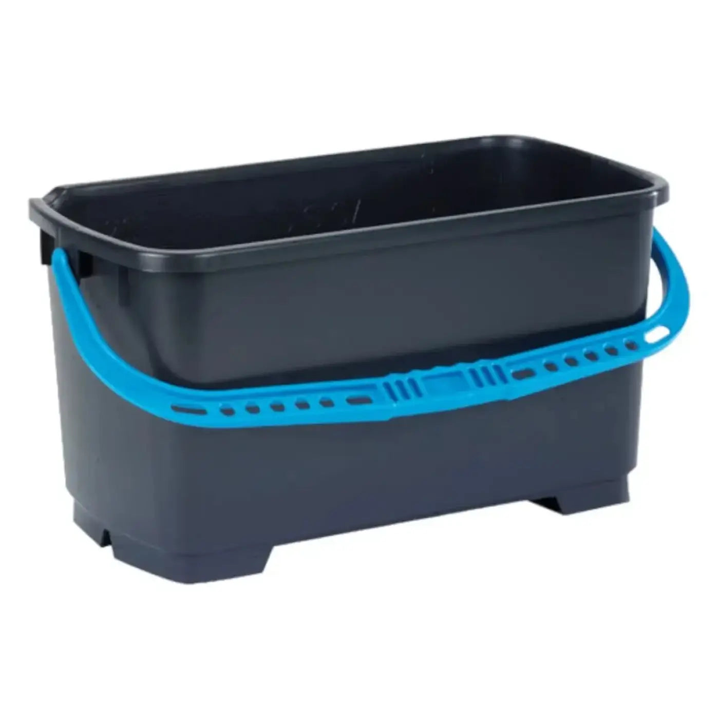 Moerman profi fensterputzer-eimer schwarz 22 liter aus kunststoff mit blauem, gelochtem griff