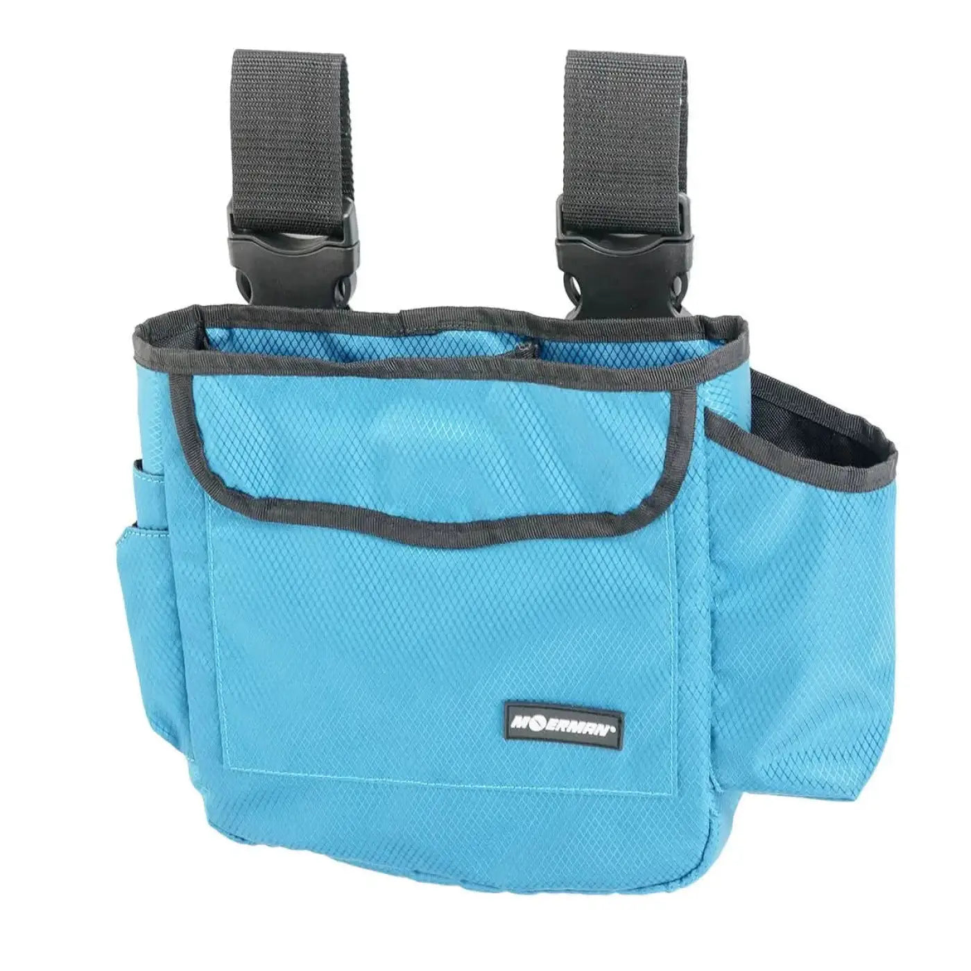 Blauer mesh werkzeugbeutel moerman side kit gürteltasche mit schwarzen riemen und mehreren fächern