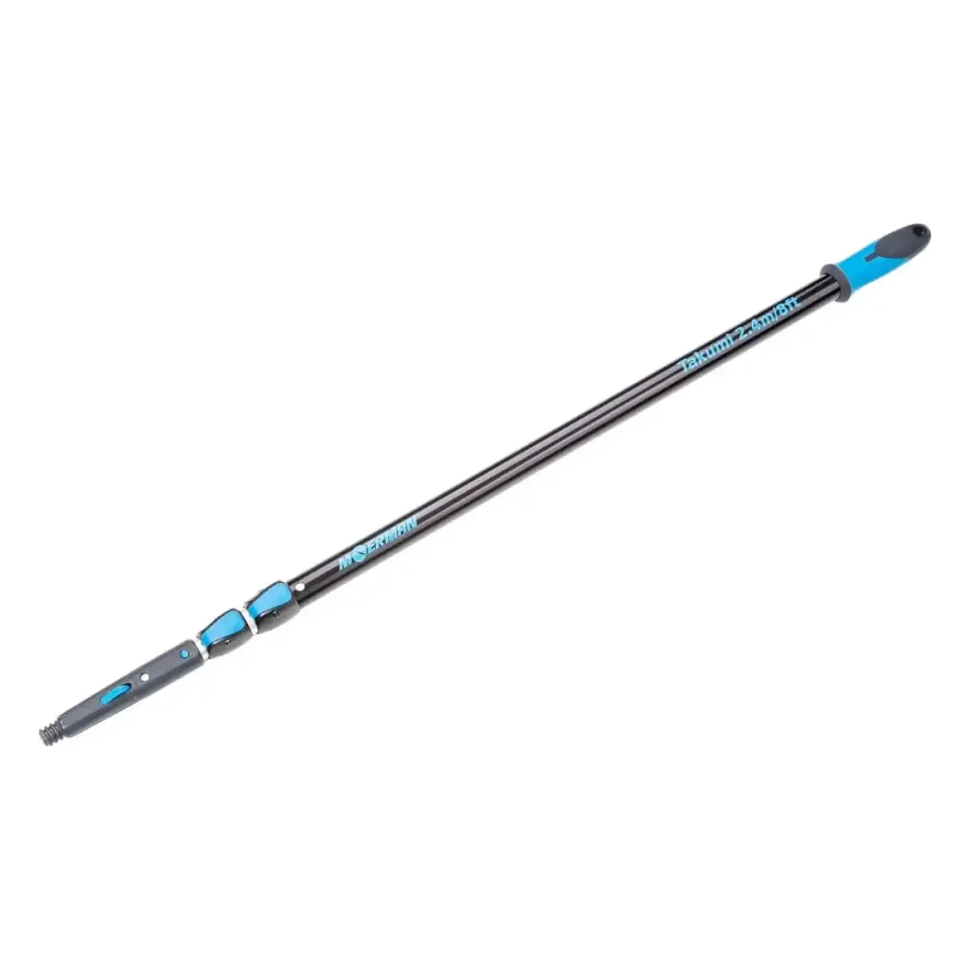 Schwarze und blaue teleskopstange takumi 2-smart mit texturiertem griff für reinigungsarbeiten 2,4 m lang
