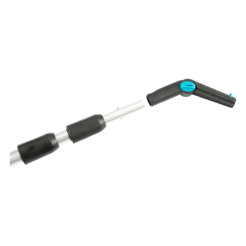 Moerman universal winkel-adapter teleskop-staubsaugerschlauch in schwarz und silber mit türkisfarbener verbindung