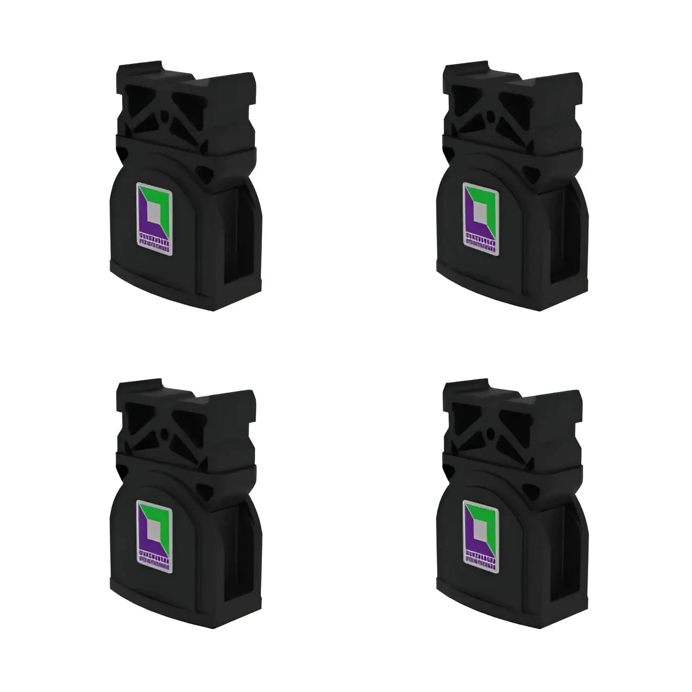 Schwarze kunststoffkabelclips mit grünem und lila logo für munk nivello-innenschuh baujahr 2005-2018