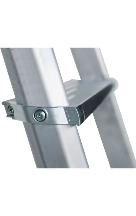Silberner aluminiumleiter-sicherheitsbügel mit rutschfestem griff und schraubbefestigung für munk ml stufen-stehleiter