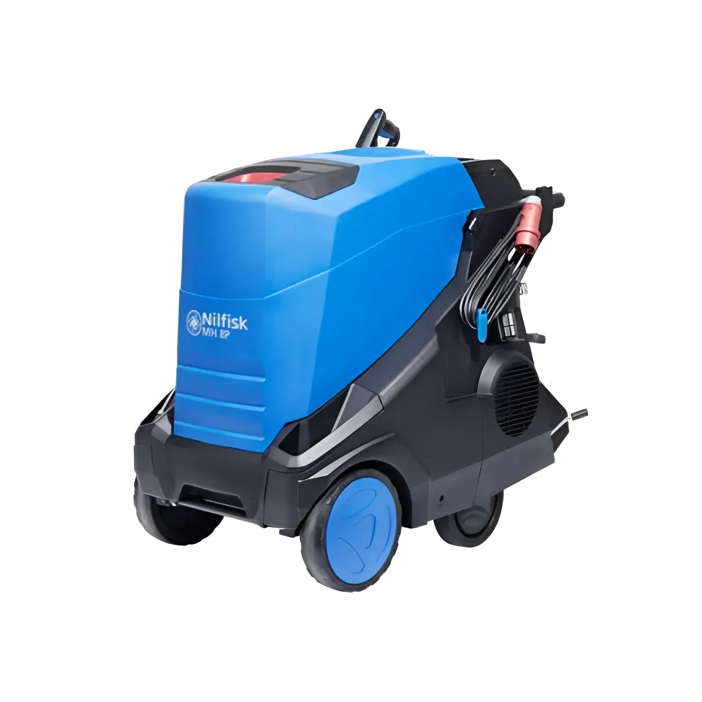 Nilfisk hochdruckreiniger mh 8p-180/2000 fax mit blau-schwarzem mini ep bodenreinigungsgerät und integriertem schlauch
