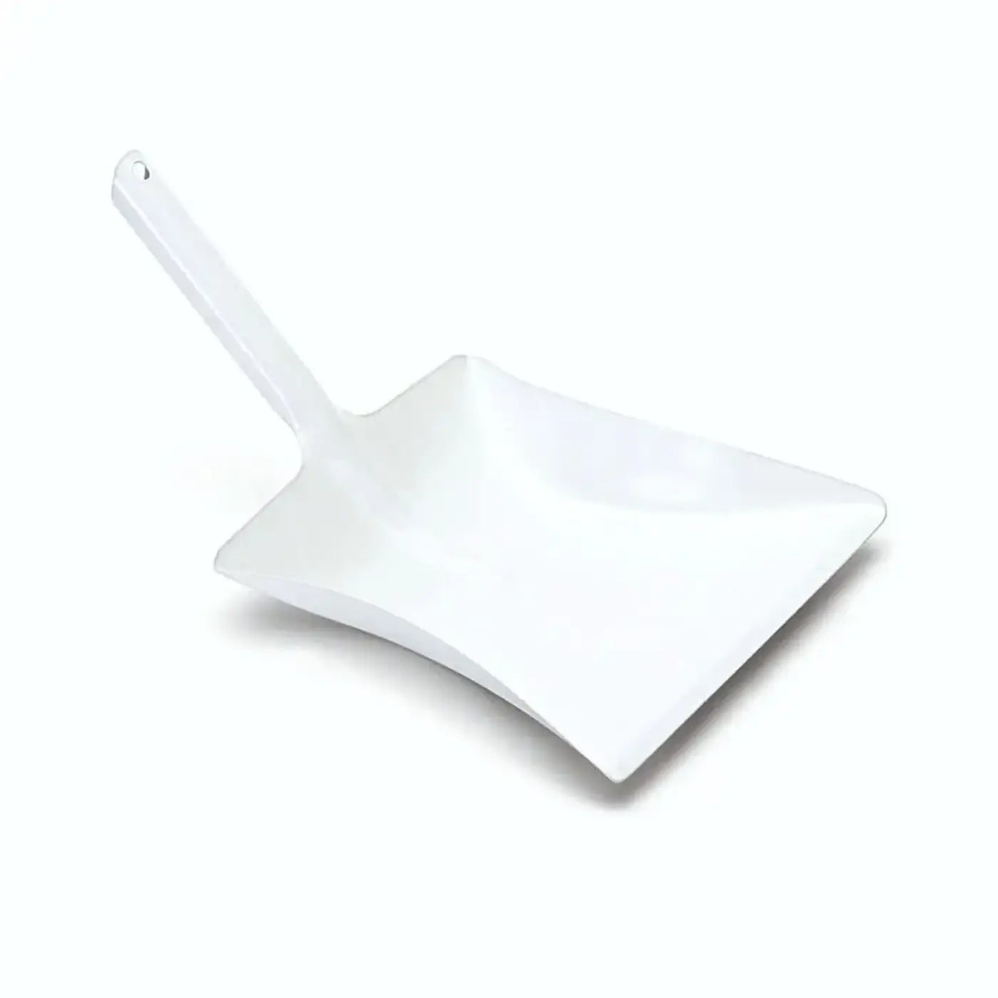 Weißes plastikkehrschaufel nölle metall standard mit glänzender oberfläche und leicht gebogenen kanten