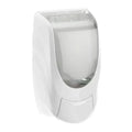 Weiß Kunststoffspender für Wandmontage mit durchsichtigem Frontpanel für 1l Neptune-Flasche von Physioderm